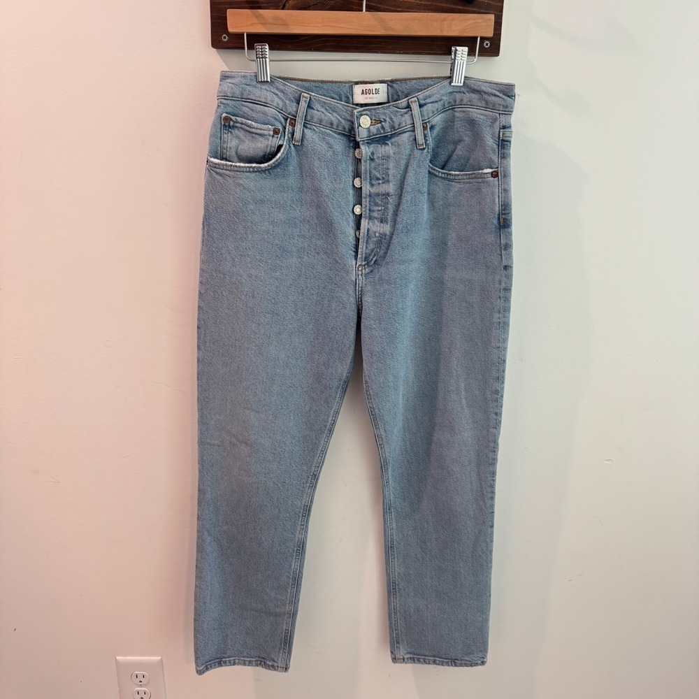 Agolde Riley High Rise Straight Crop Jeans Light Wash Blue Size 30 A056C-1255